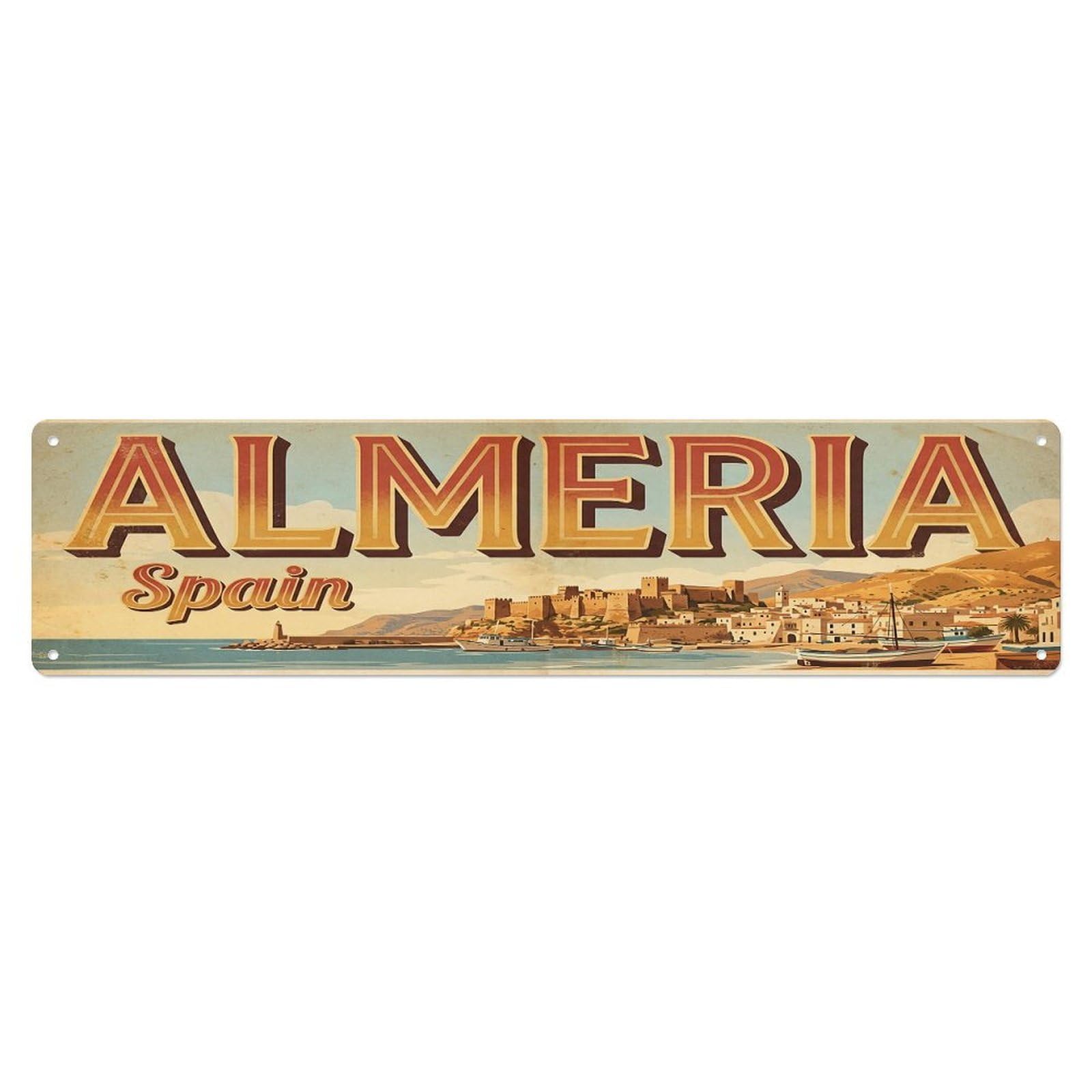 Vintage Travel Spain Almeria Metal Tin Sign