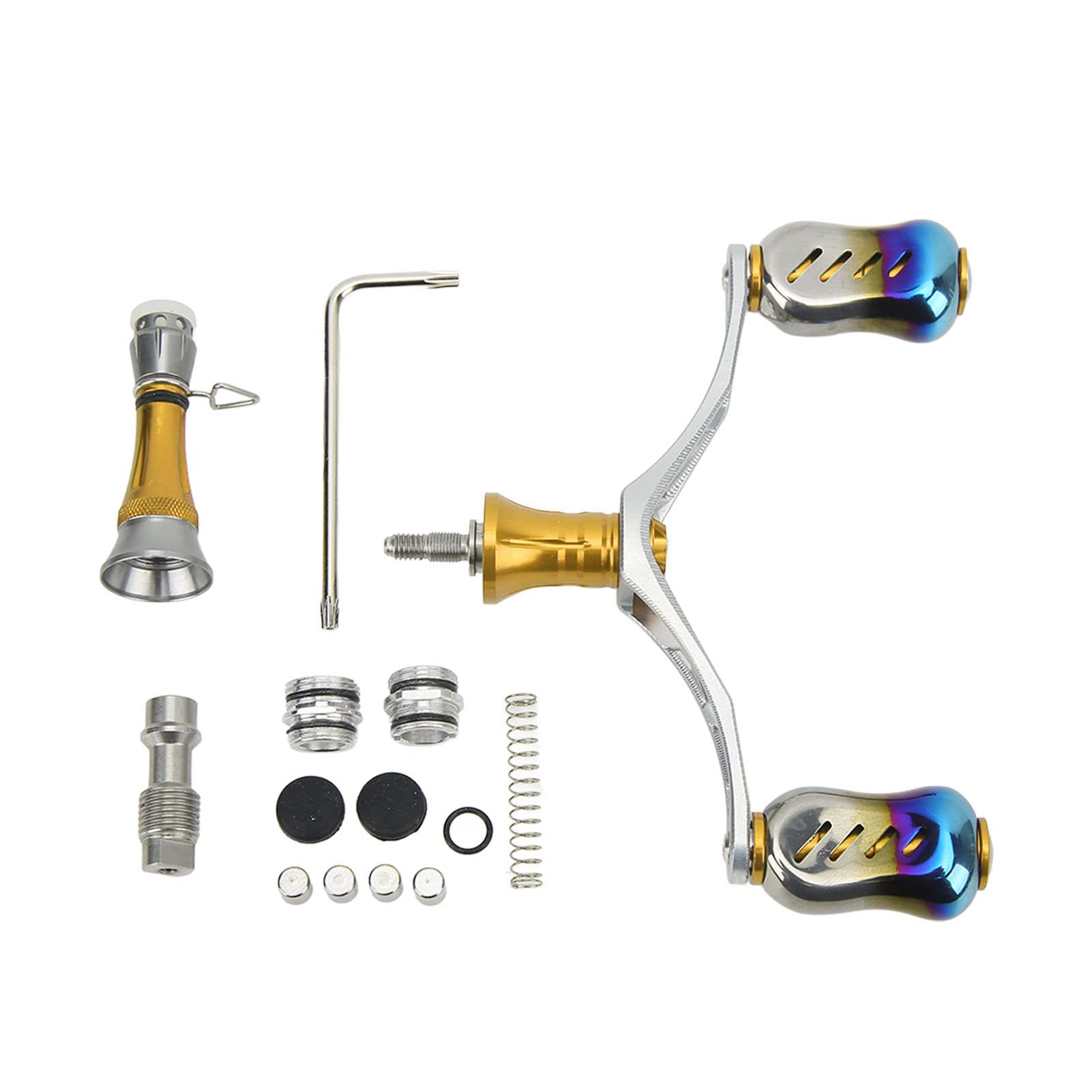 DAXJEROL Manivela Doble giratoria de aleación de Aluminio para carretes de Pesca, Conjunto Universal de equilibrador de Carrete DIY con empuñadura ergonómica, manivela Ligera de Repuesto