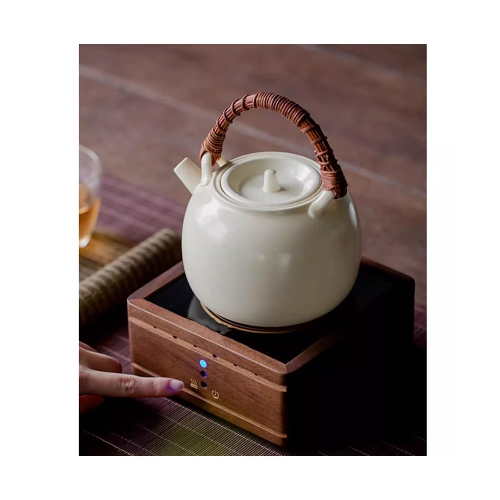 Teiera per Tisane Stufa elettrica in ceramica completamente automatica in legno di noce for teiera bollente for uso domestico Bollitore in ceramica for la preparazione del tè di piccole dimensioni per
