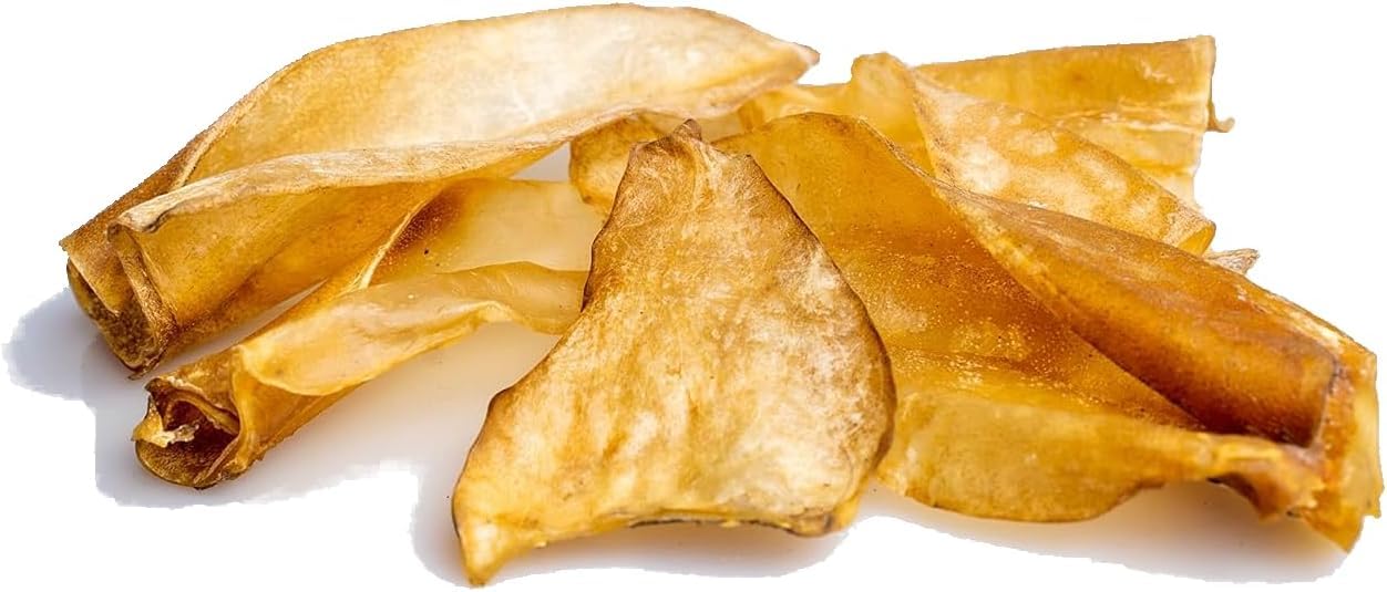 GIOSNAX - Orecchie di Manzo Essiccate Naturali, Large, Bocconcino, Snack per Cani, Senza Guscio, Delicatamente Essiccate, Cibo Diretto, 15-25g per Orecchia, 15 Pezzi