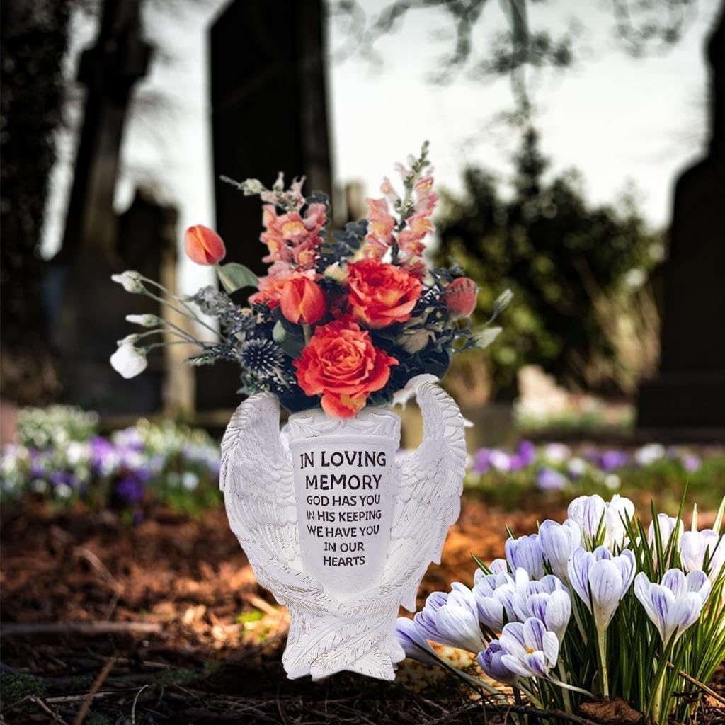 CT DISCOUNT STORE Angel Wing Vase - White, Resin, 20"