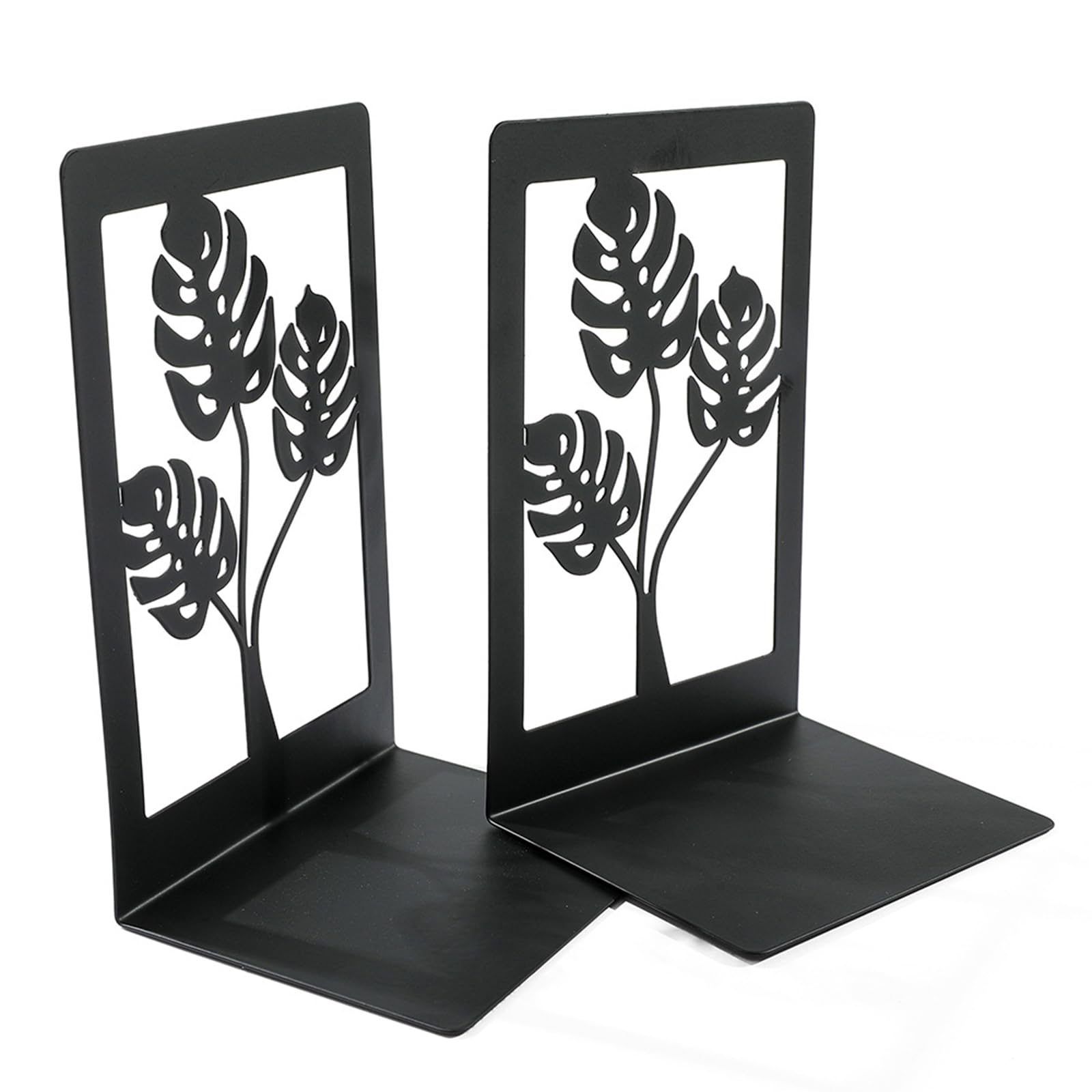 1Pair Decorative Metal Book End for Shelves Hollowed Bookend Book Stopper for School Library 9x12x17cm Bookends for Shelves