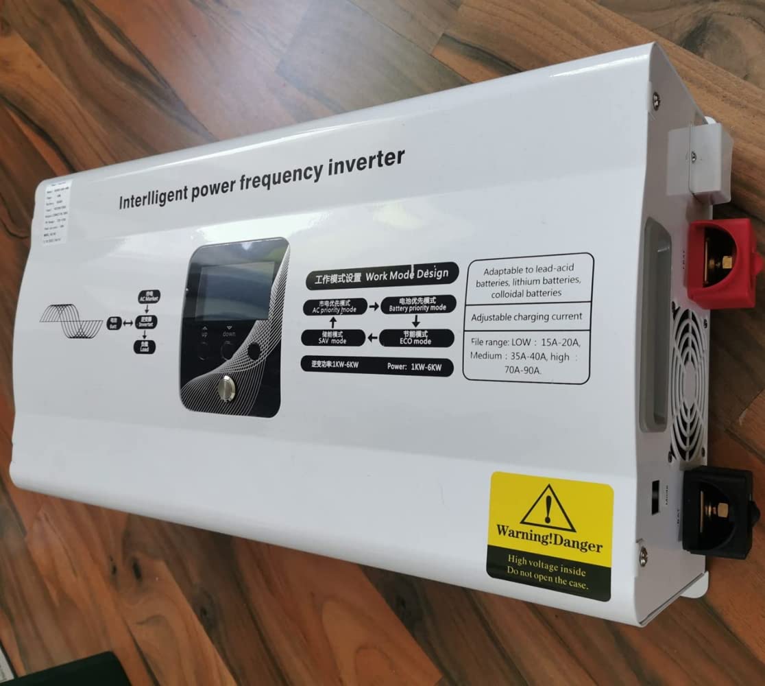 Inverter Solare Ibrido 6000W 24V DC a 220V / 230V AC Onda Sinusoidale Pura Inverter Off Gridcon Regolatore Solare 60A MPPT, Ingresso Massimo PV 170V, per Batteria al Litio AGM GEL