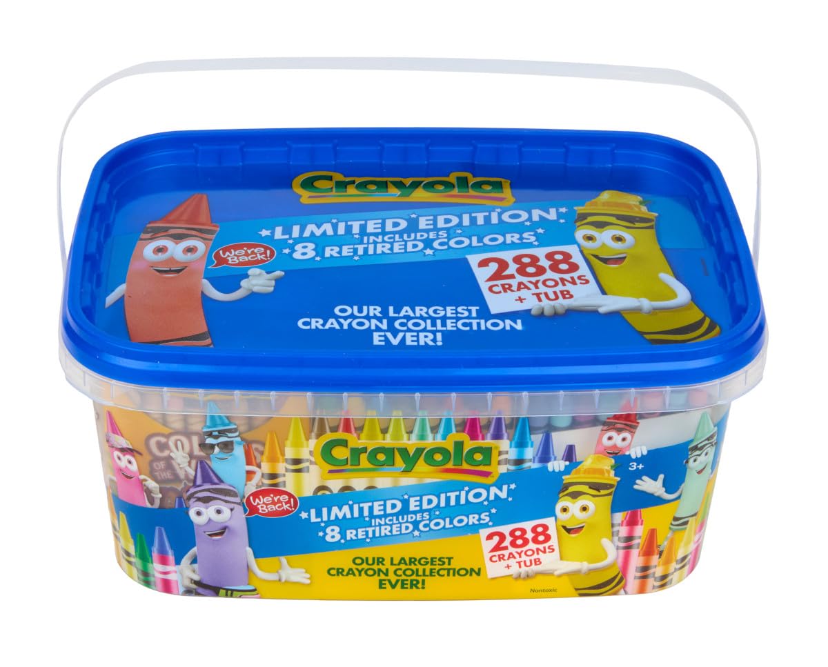 CRAYOLA Buntstiftwanne (288 ct), Großpackung Buntstifte für Kinder, limitierte Auflage, Buntstiftfarben, Klassenzimmer-Kunstbedarf für Vorschule und Kindergarten,