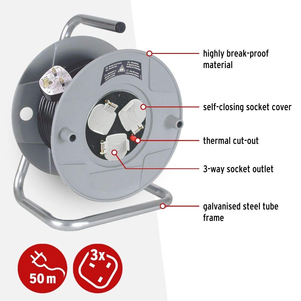Buy Best Price Square CABLE REEL STANDARD AK 260 50M 13A 3XSKT BPSCA