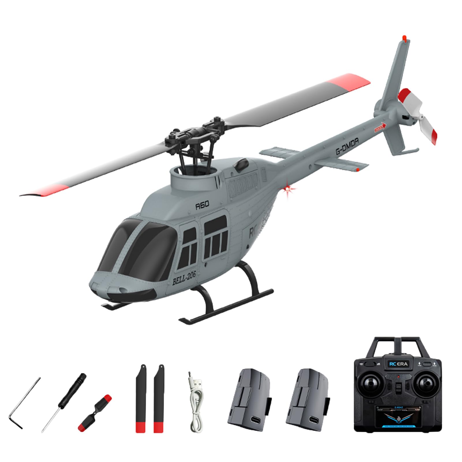 A60 RC Helicopter Heli Aileronless, 4 Channel Remote Control Helicopters for Adult, 1:42 Scale 2.4G 6-Axis Gyro Aircraft Plane with Altitude Hold One Key Takeoff Landing (Gray)