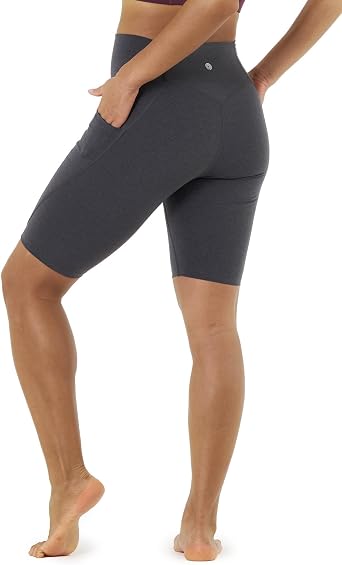 LAPASA Womens High Waist Tummy Control Biker Shorts with Pockets L52