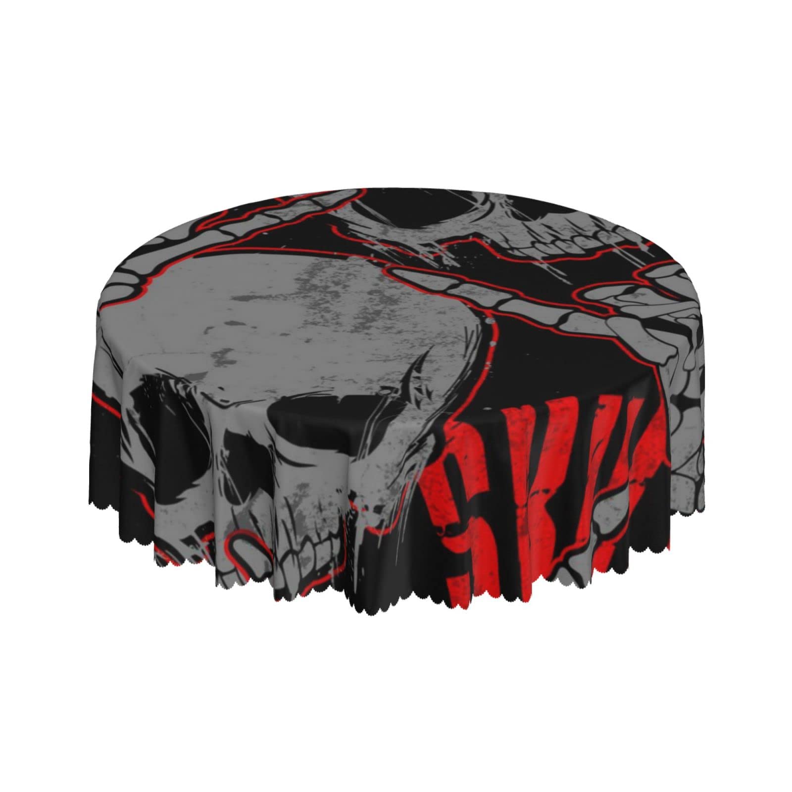 Lsjuee Skull Rock Hand Skeleton Round Tablecloth 60 Inch Printed Washable Tablecloth for Dining Party Holiday Fall Home Decorative
