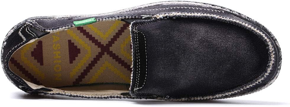 VILOCY Mens Slip on Deck Shoes Casual Canvas Loafers Beach Boat Shoes Zero Drop Vintage Flat - Image 6