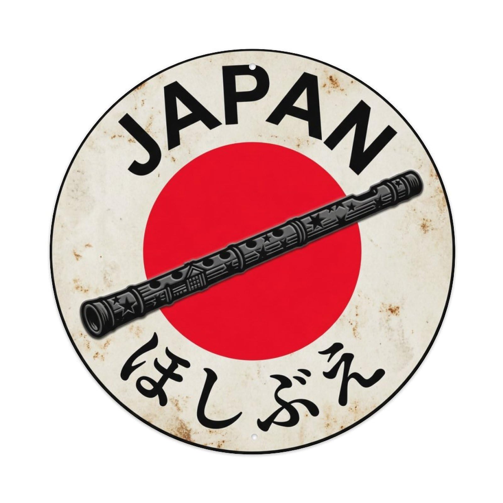 Galvaxio Style Star Flute Japan Celestial Design Weathered Metal Tin Sign