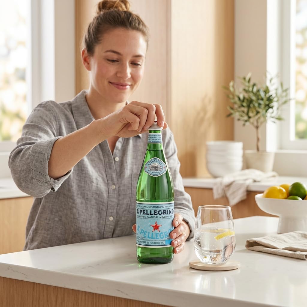 San Pellegrino Sparkling Natural Mineral Water – 750 mL (25.30 fl oz) Glass Bottles – 6 Pack – Premium Italian Carbonated Mineral Water