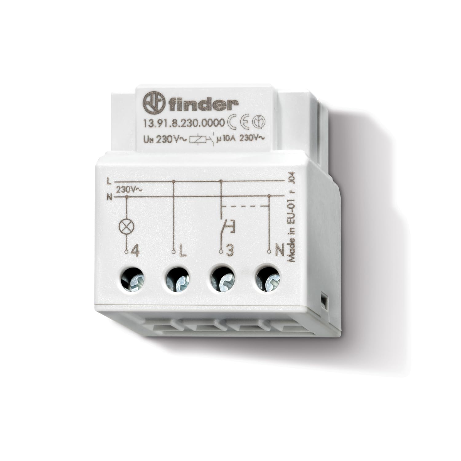 Finder Relè ad Impulsi Elettronico e Monostabile Modulare Tipo 13.91. 1 contatto NO. Compatibile con i sistemi civili maggiormente diffusi. Funzione di temporizzazione