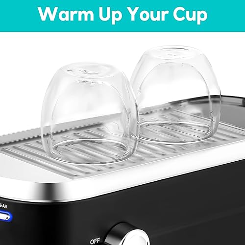 Miniatura 5 de CASABREWS Máquina de café expreso de 20 bares, cafetera de café espresso de acero inoxidable con espumador de leche, máquina de capuchino compacta