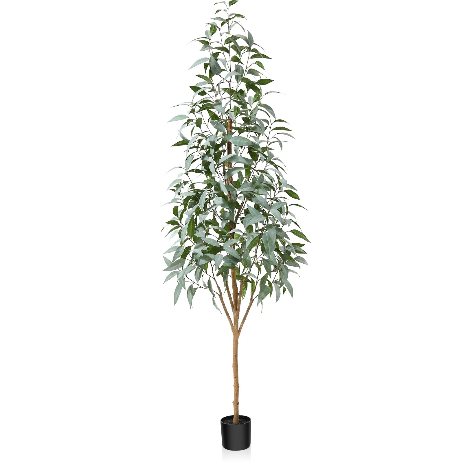 Artificial Eucalyptus Tree 7ft with Natural Wood Trunk, Silk Tall Fake Eucalyptus Tree Indoor Faux Eucalyptus Plant for Home Decor Office Living Room Decoration Outdoor Housewares Gift, 1Pcs