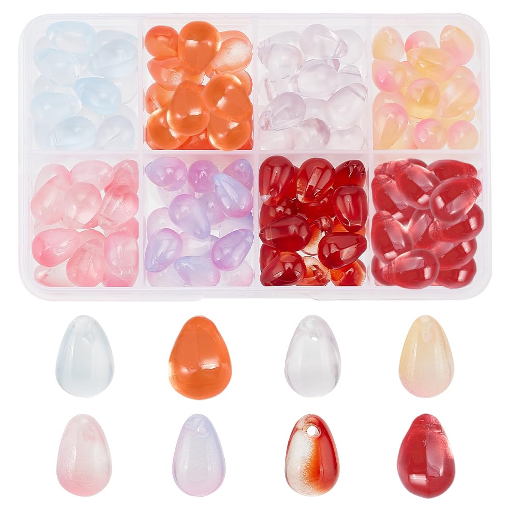 PH PandaHall 150 pezzo di Perline di Cristallo A Goccia, 10 colori Goccia D'Acqua Perline di Vetro Cristallo Ciondoli Fatti A Mano In Muratura per Creazione di Gioielli Braccialetto Fai Da Te