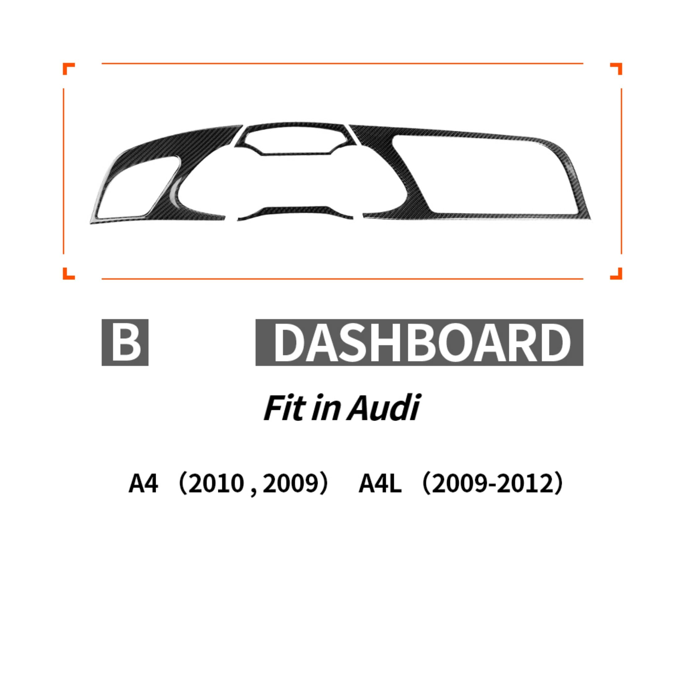 Kohlefaser-Autozubehör, Dekoration, Aufkleber, Zierleiste, kompatibel mit Audi A4 B8 BK 2009–2016 (Armaturenbrett-Tachometer 09–12)