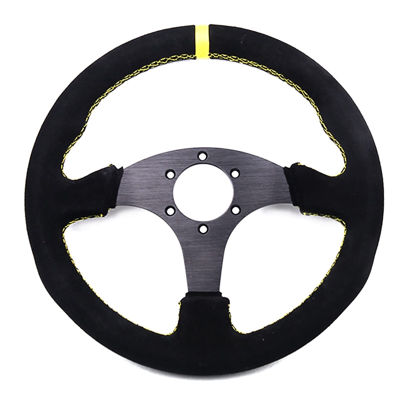 Kierownica samochodowa, uniwersalna kierownica samochodowa sportowa 13 cali 330 mm wyścigowa taca imitacja skóry Karting (kolor: 6028BK MS YL YL)