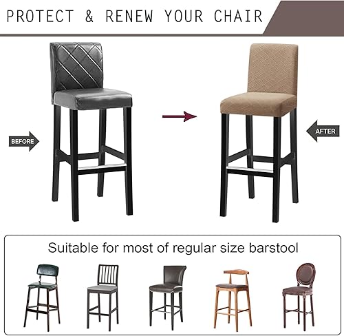 Miniatura 3 de Fundas para taburetes de bar, elásticas, extraíbles y lavables, para silla de comedor giratoria corta (arena, juego de 4)