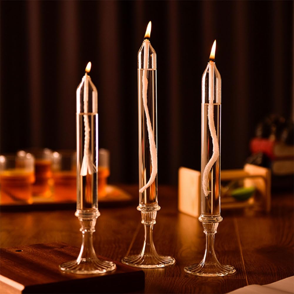 3 Stück Kerzenöllampen, tragbare Petroleumlampen, Vintage-Glas, klare Öllaterne,Tischdekoration für den Außenbereich, Petroleumlampen, Notbeleuchtung für Picknick und Camping