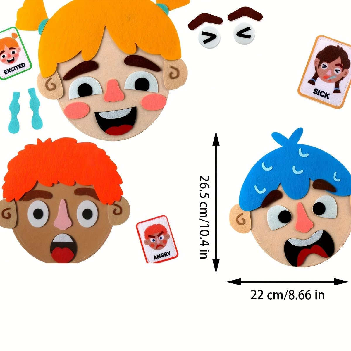WOBOX Children's Felt Expression Face DIY Activity Toy, Children's Social Emotional Learning Activity Expression Board Emotional Expression, Educational Puzzle Game Early Education