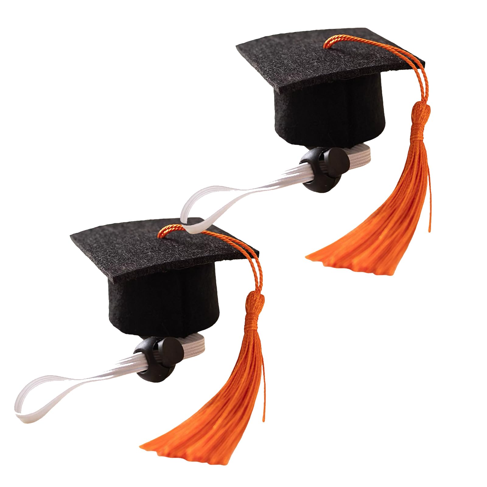 2 Pack Mini Graduation Caps with Blue Tassels, Mini Pet Graduation Caps Small Animal Bachelor Hats with Adjustable Elastic Strap for Cats and Dogs Photo Props Party Supply (4, Orange)