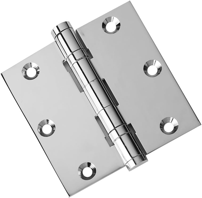 Embassy Solid Brass Door Hinges 3.5 x 3.5 Inch, Heavy Duty, Polished Chrome, Ball Bearings