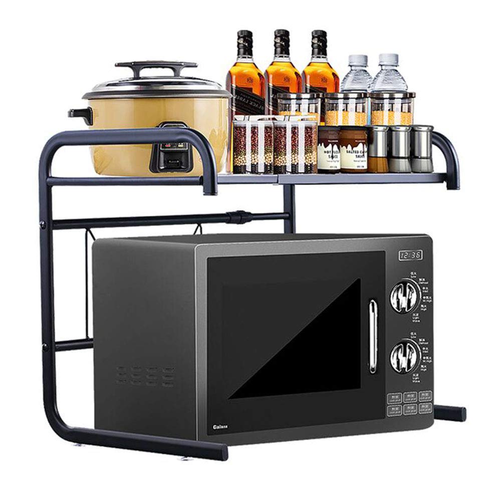 Support de cuisine pour micro-ondes extensible en acier au carbone à 2 niveaux