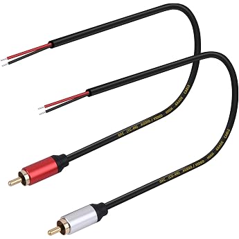 2 Packs Speaker Wire RCA Audio Plug Jack Adapter to Bare Wire Open End Pigtail Audio Video Lotus Plug Repair Cable for Amplifier Receiver Speaker