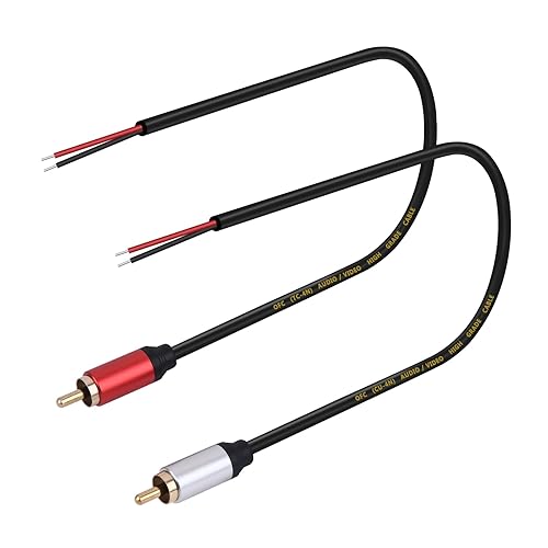 Miniatura 7 de HIEbee Cable de altavoz RCA macho de 1 pie adaptador de conector a cable desnudo cable de audio y video RCA para amplificador receptor altavoces