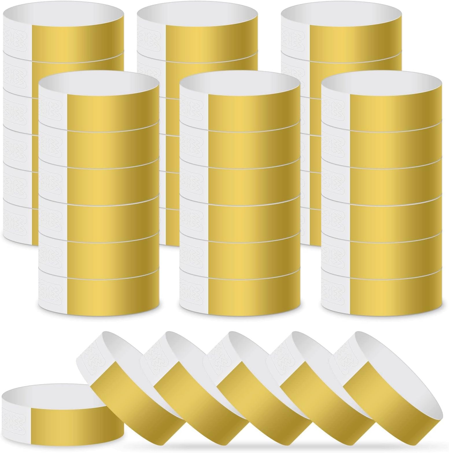 MIAHART Paper Wristbands for Events - 300 Pcs Gold Waterproof Party Arm Bands for Lightweight Concert Use