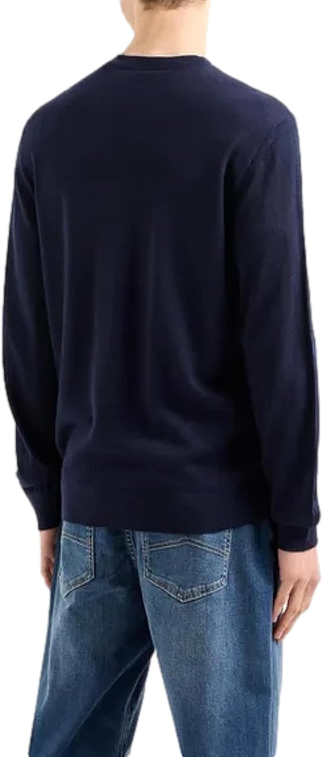 Armani Exchange Mens Merino Wool Mix Signature Logo Crewneck Pullover Sweater - Image 2