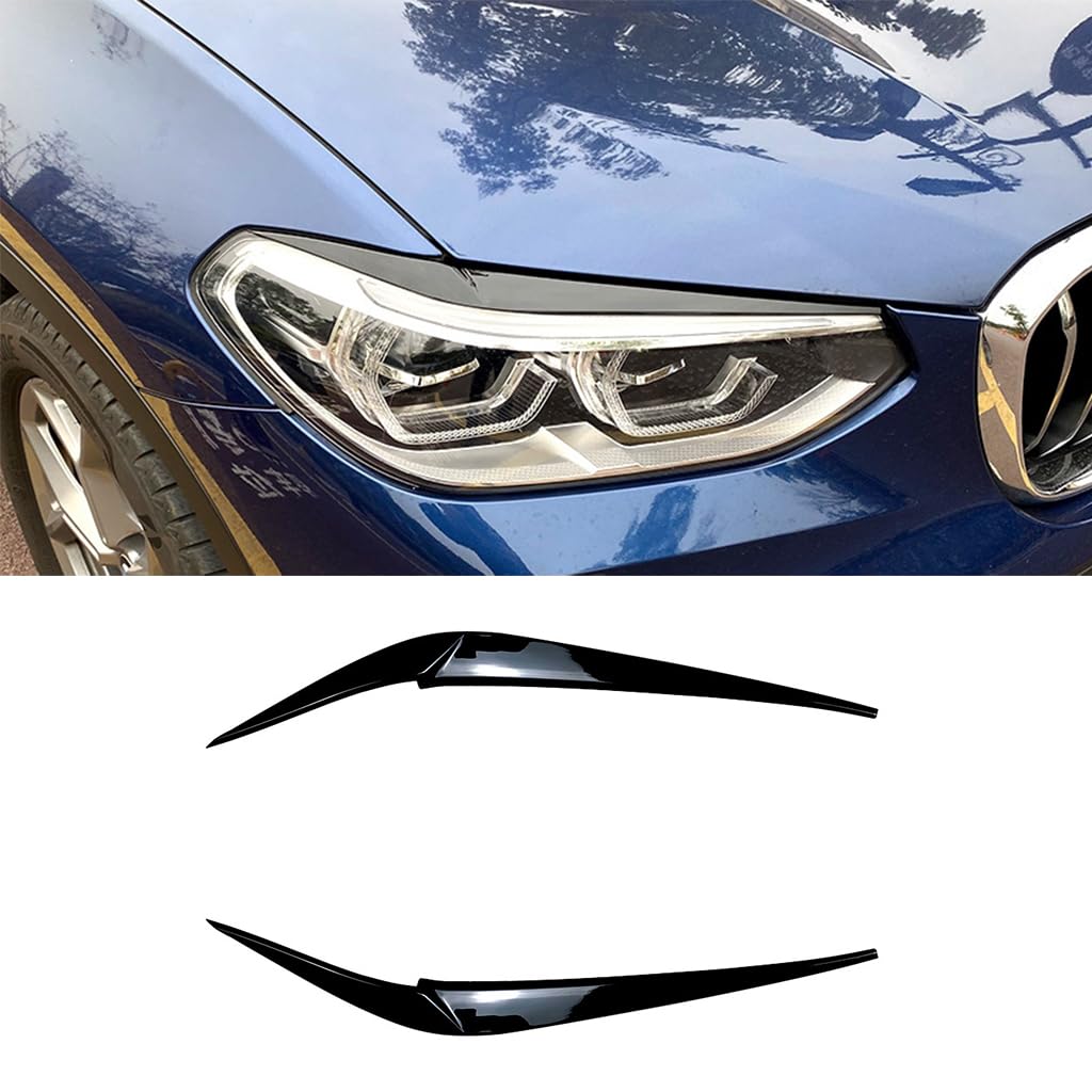 1 para przednich reflektorów samochodowych, osłona na powieki, Compatible With X3 X4 G01 G02 2018+, naklejki na samochód z wyglądem karbonu, osłona na powieki(Glossy black)