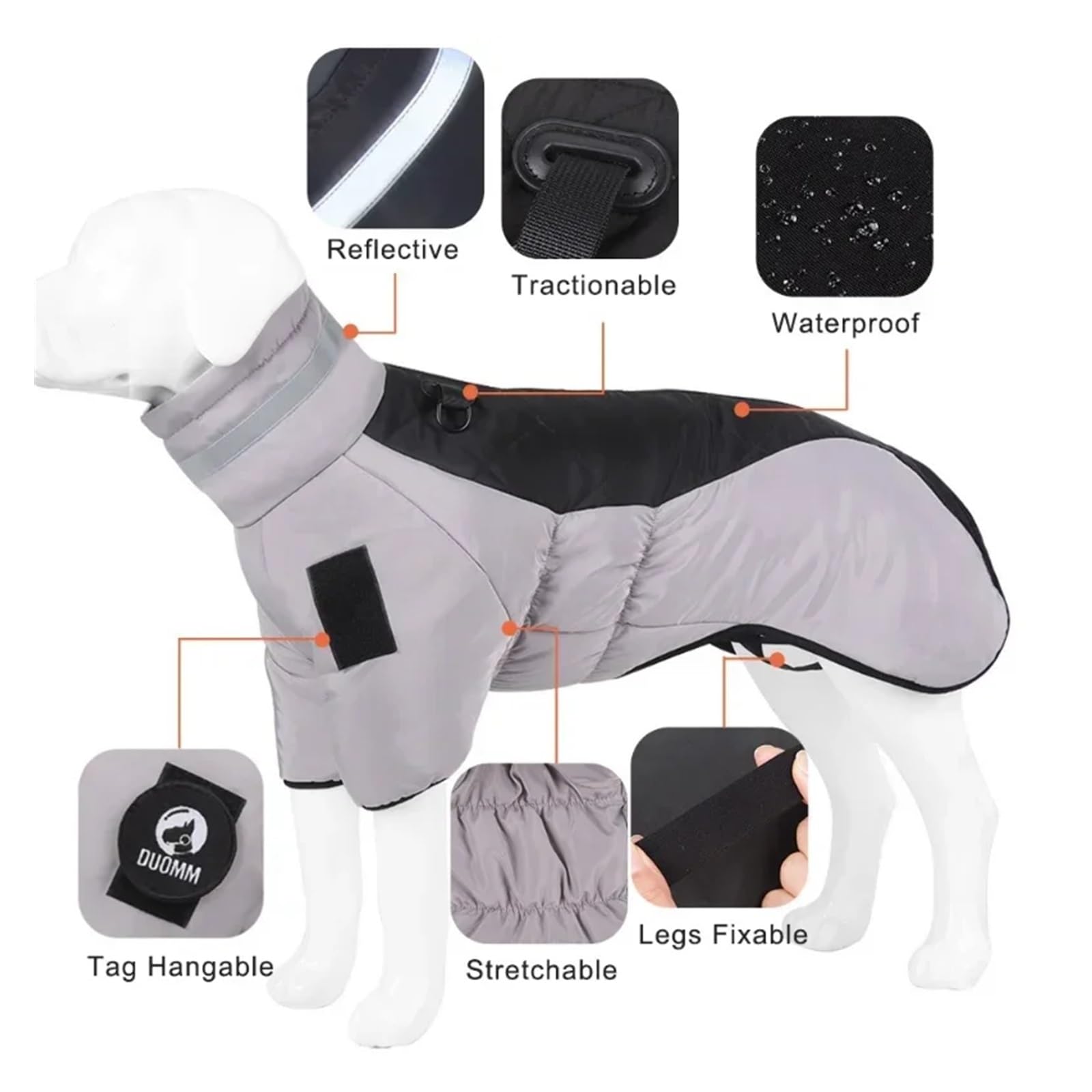 Amazon | 冬大型犬服防水大型犬ジャケットベストハイカラー付き暖かい