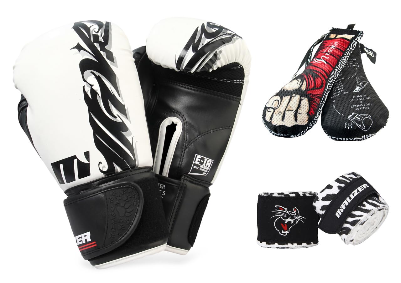 Mauzer Tribal Shadow Fighter Series Boxing Gloves + Mexican-Style Stretch Printed Hand Wraps + Charcoal Deodorizer Glove Pouch-picture-33