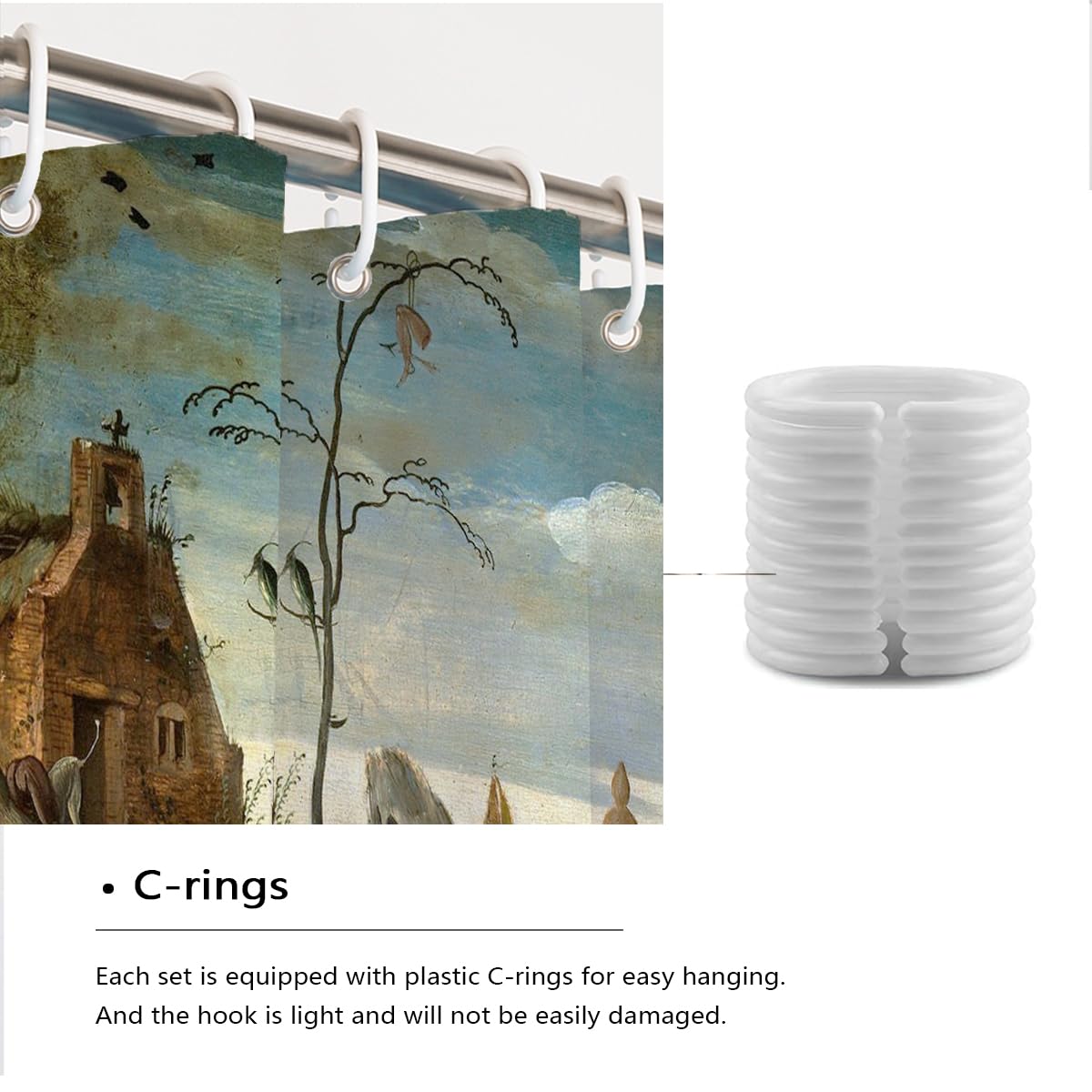 Œuvres célèbres de Peinture de la Renaissance Rideau de Douche en Tissu Fantastique Rideau de Bain pour décoration de Salle de Bain d’Appartement Machine à séchage Rapide Lavable 180 x 180 cm