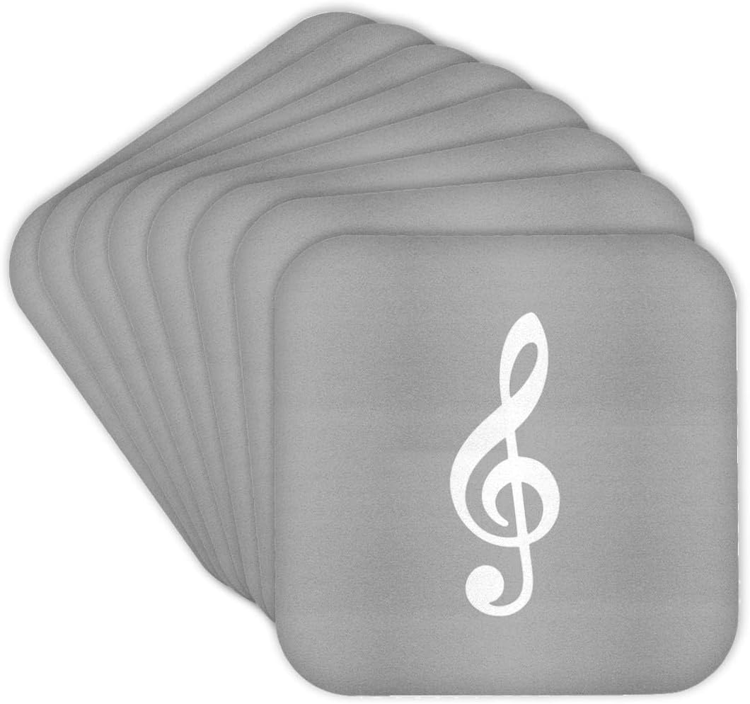 3dRose Grey Treble Clef Music Notation - G Musical Set of 8 Coasters - Cork