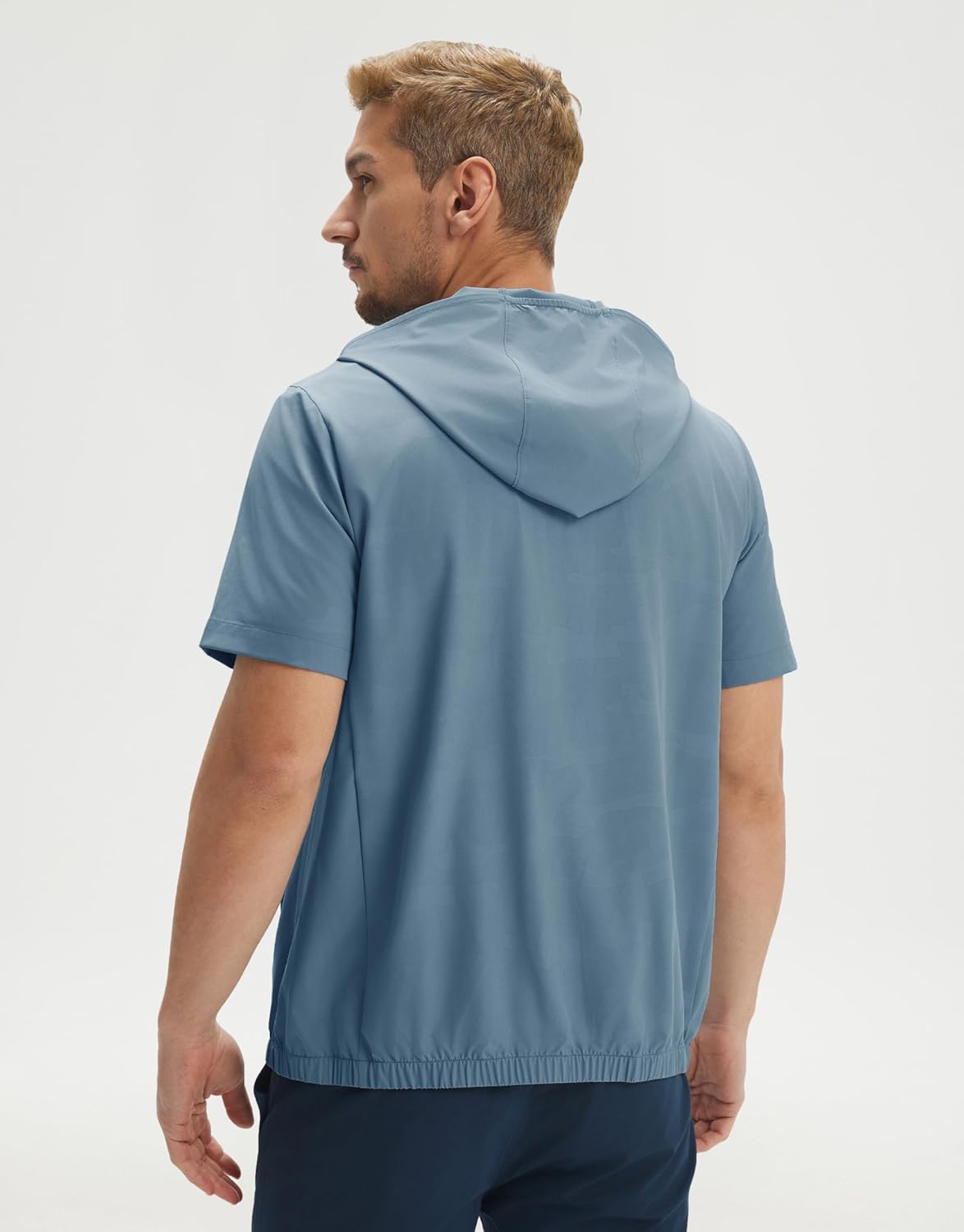 M MAELREG Short Sleeve Hoodies For Men Pocket Water-Resistant Embossed Patterned Golf Lightweight Hoodie Men Sweatshirts