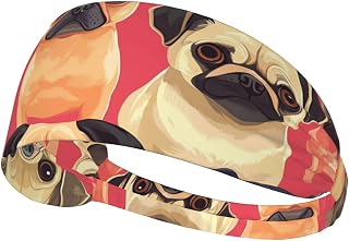Unisex Workout Headbands Non Slip Sport Sweatbands Yoga Hairbands for Travel Fitness Athletic Moisture Wicking - Cute Chihuahua Pug Pattern