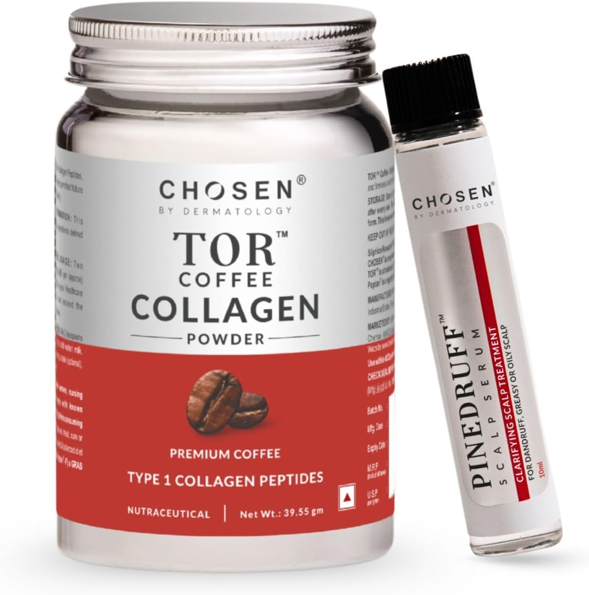 Scalp Wellness Combo | TOR™ Coffee Collagen 7 Day Pack with Pinedruff™ Anti Dandruff Scalp Serum 10 ml for Skin Hydration, Hair Support and Daily Wellness with Scalp Care