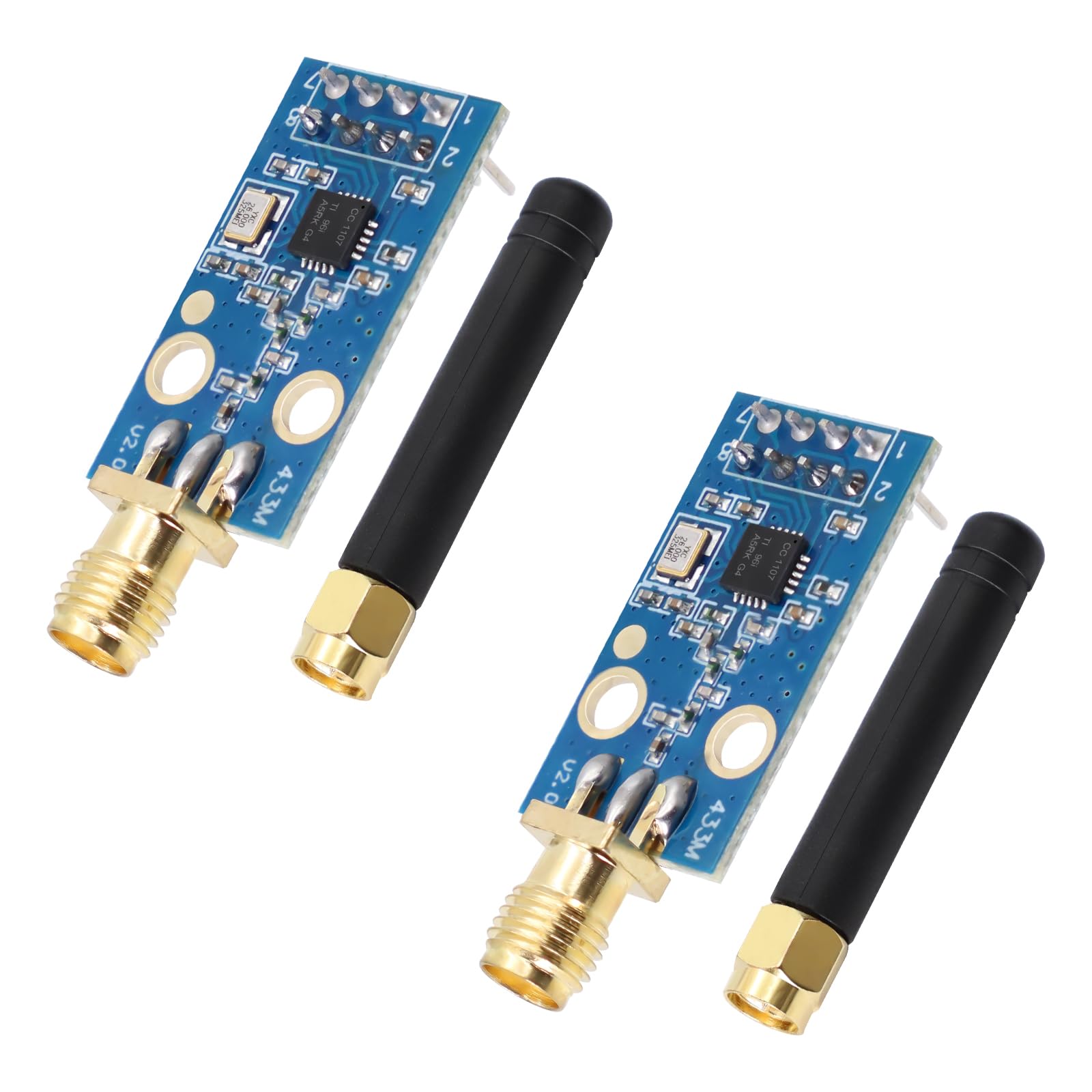 CC1101 radio Modulo AYWHP 2PCS 433MHz modulo wireless CC1101 con connettore antenna SMA 1.9-3.6V DC compatibile con Arduino