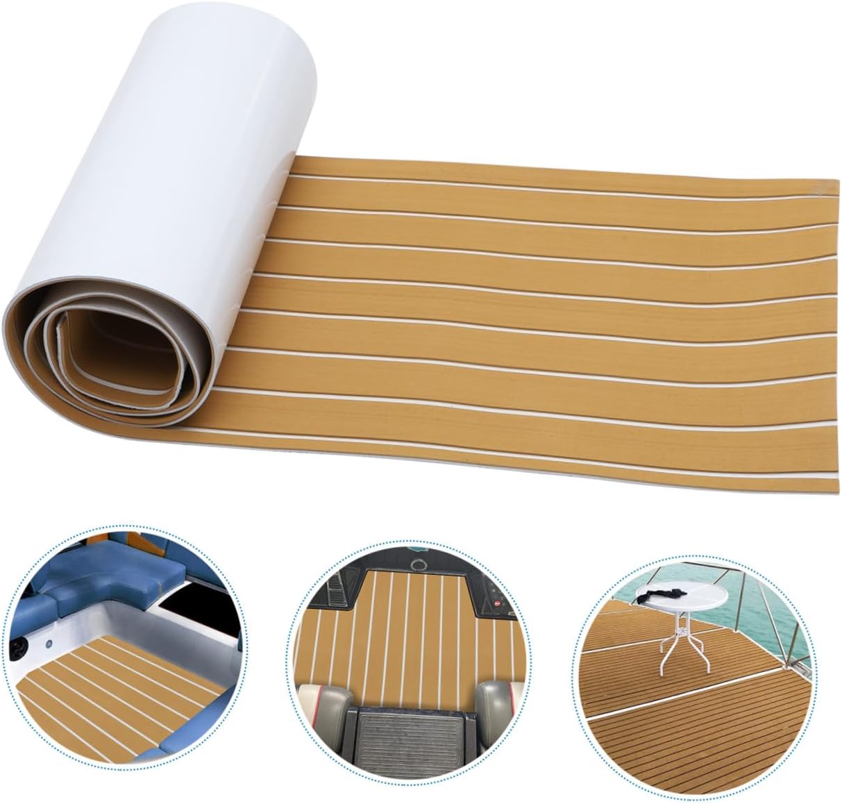 1Roll Eva Faux Decking Sheet Non Slip Mat for Boats Self Adhesive Yacht Flooring Pad Heat Absorbent Easy to Cut Stain Resistant