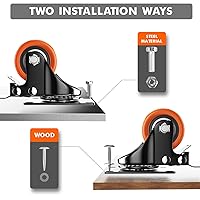 Vista 4 de Ruedas giratorias de 2 pulgadas, juego de 4 ruedas giratorias, ruedas giratorias resistentes con freno, ruedas giratorias industriales con bloqueo