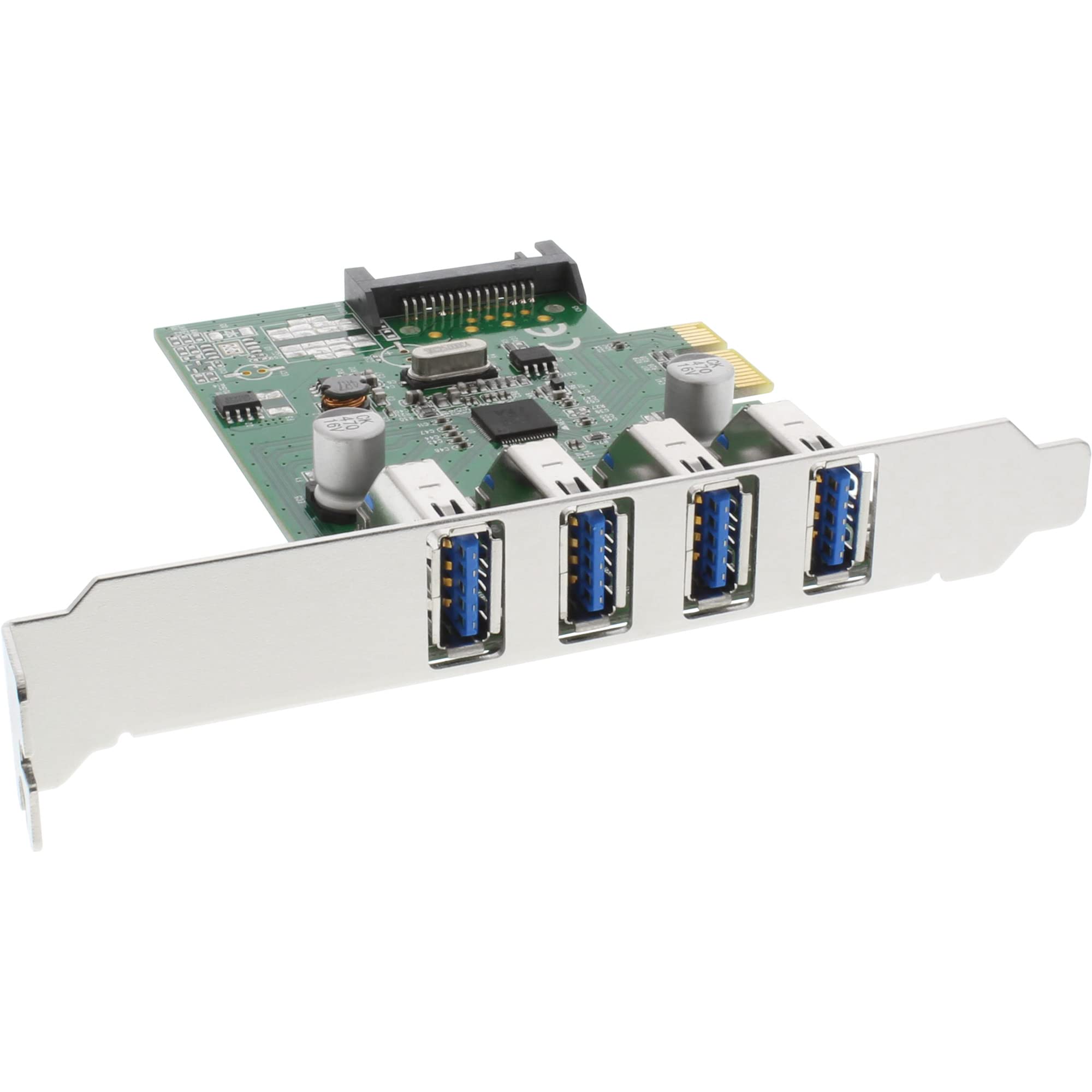 InLine 76661C 4x USB 3.0 PCIe Interface Card with Low Profile Slot Bracket with SATA Power Connector
