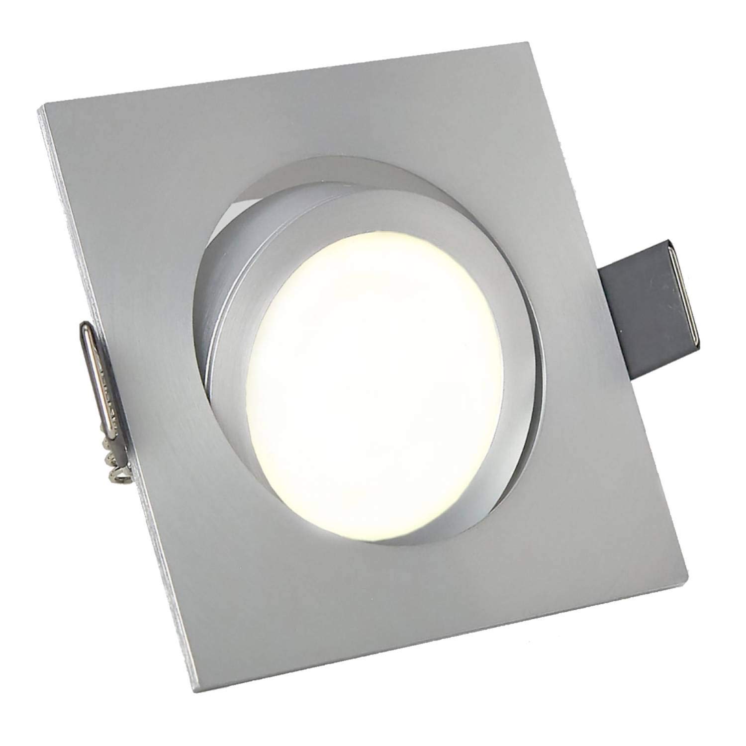 10x Foco empotrable LED angular - plata orientable aluminio 9 vatios blanco neutral 230V - Foco empotrable GU10 Ø 70mm taladro - montaje - techos de focos - focos empotrables focos