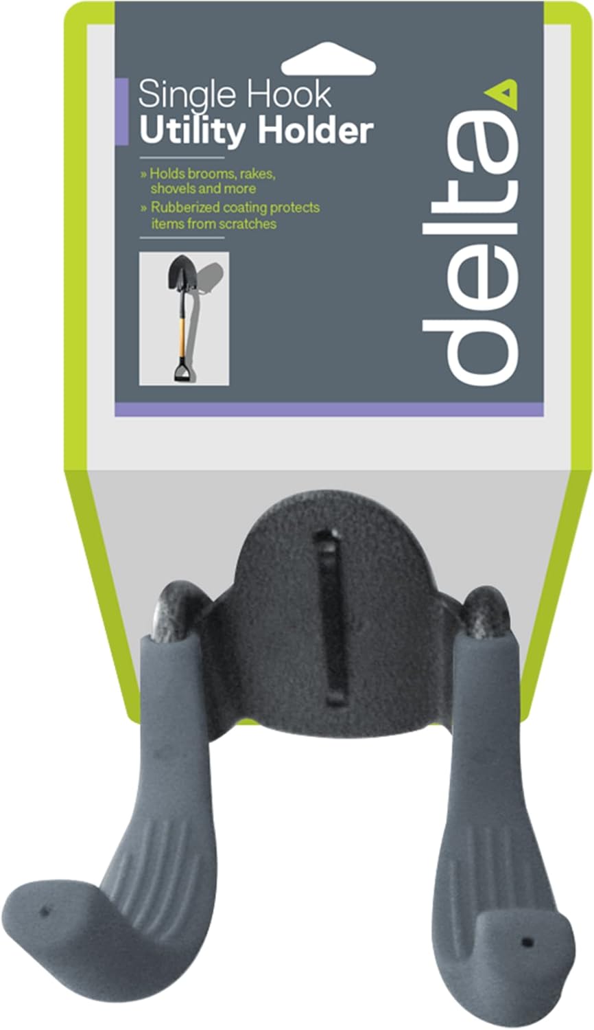 Delta Wide Hook Utility Holder Cycle - Heavy Duty Garage Utility Hook Helps Support Wheelbarrows, Ladders & Other Large Items - Rubberized Coating Protects from Scratches - Easy Installation : Tools & Home Improvement
