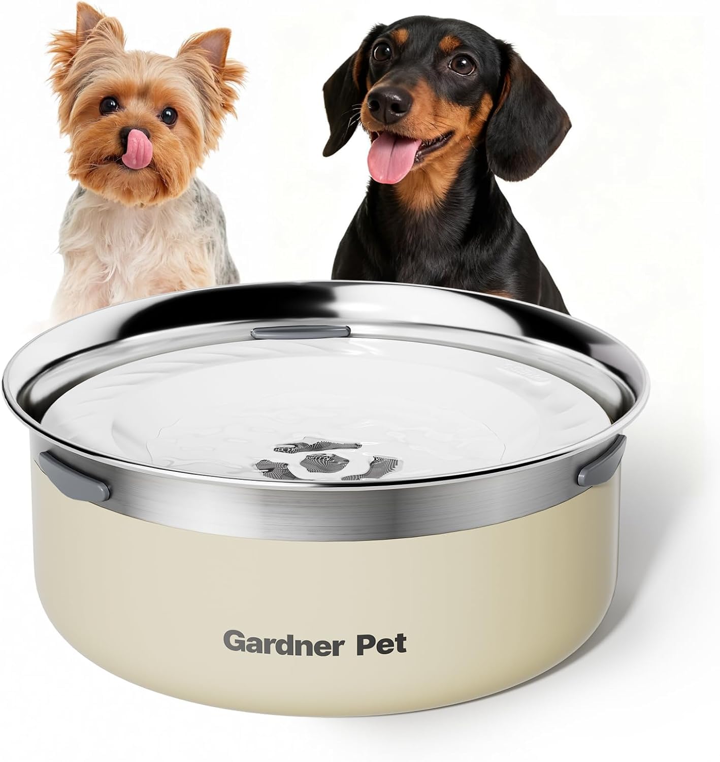 Gardner Pet Cuenco Agua Perro Antigoteo, 2L Cuenco para Perros de Acero Inoxidable a Prueba de Derrames, Antiatranque para Perros de Tamaño Grande, Adecuado para Interior y Exterior, Blanco