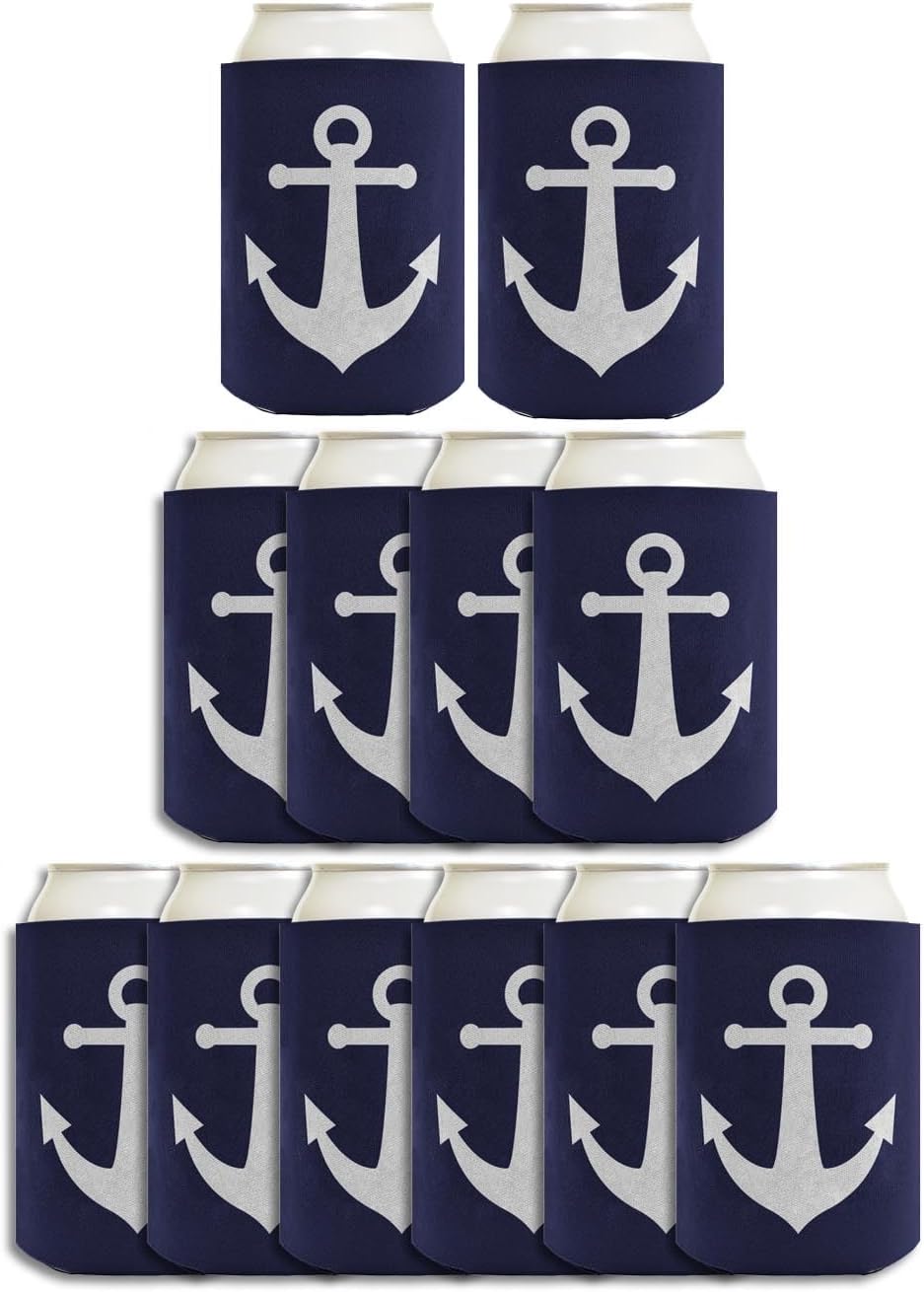 Pool Party Favors Classic Navy Nautical Boating Anchor 48-Pack Drink Can Coolers Party Pack