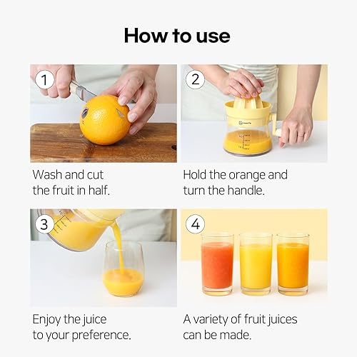 Miniatura 7 de Exprimidor manual de cítricos giratorio de 2 vías, exprimidor de plástico de gran capacidad de 16.9 fl oz17 onzas para limón, lima y naranja,