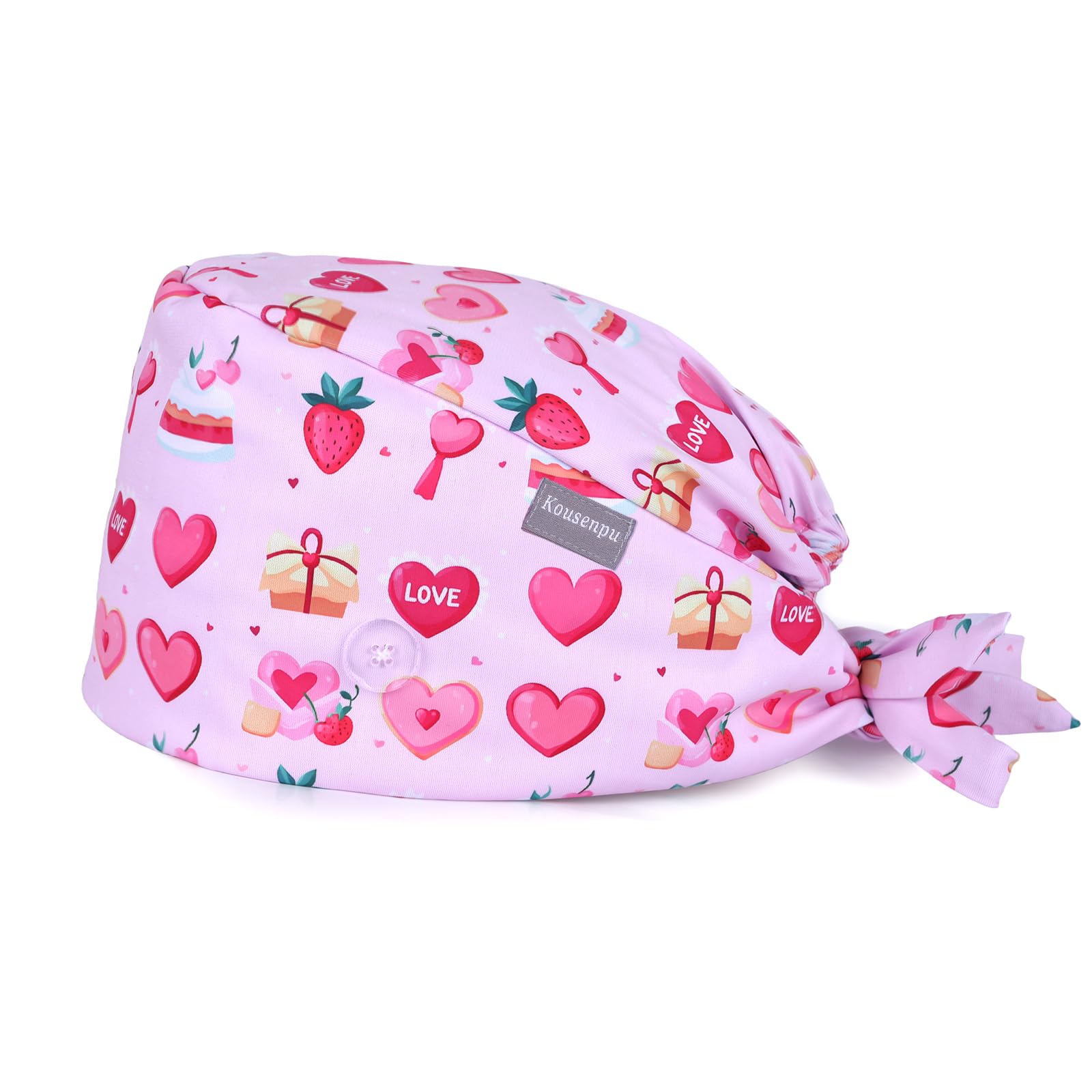 Kousenpu Scrub Caps for Women, Adjustable with Side Buttons, Cute