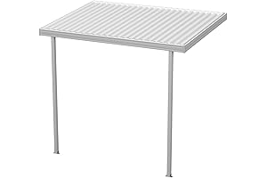 12'x12' White Aluminum Attached Patio Cover Awning